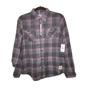 JOE’S Distressed Flannel Boy Girl Shirt Sz L (14-16) Ligth Grey